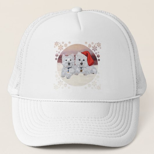 Westies in de wintertijd trucker pet (Voorkant)
