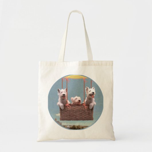 Westies in een ballon tote bag (Voorkant)