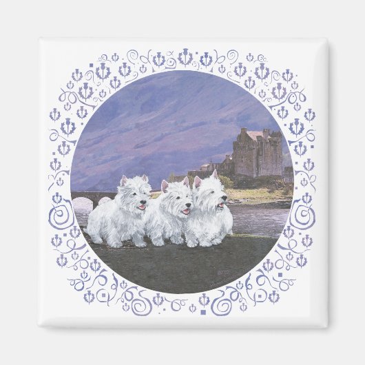 Westies in Schotland Magneet (Voorkant)