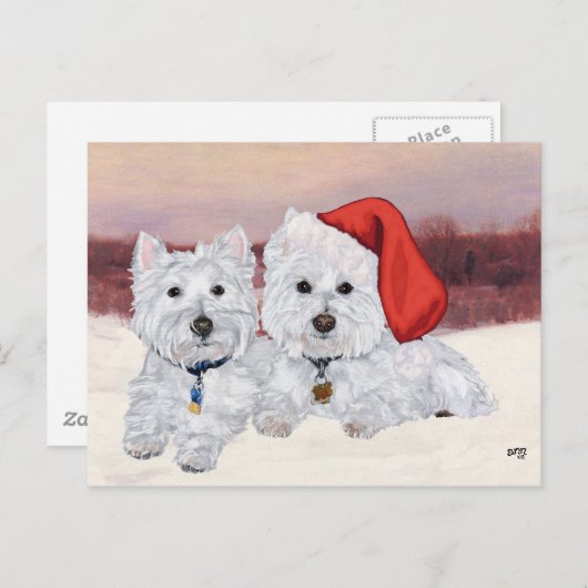 Westies in Wintertime Briefkaart (Voorkant / Achterkant)