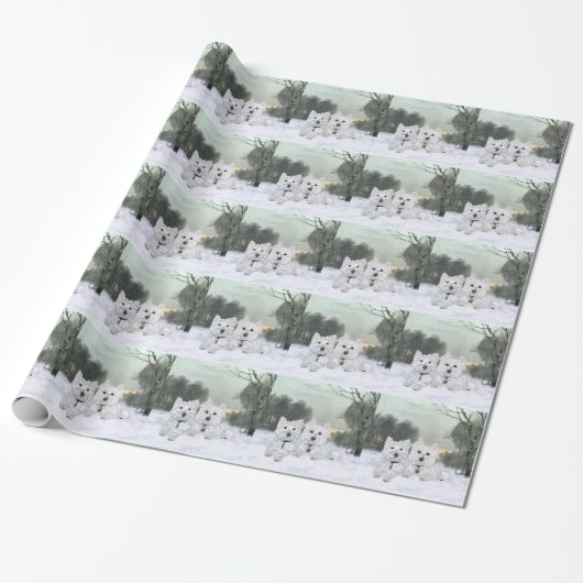 Westies Kerstvreugde Cadeaupapier (Uitgerold)