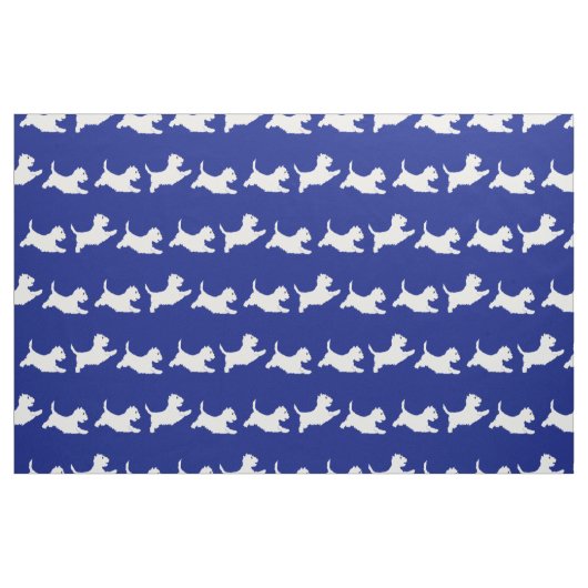 Westies lopen op Blauw Stof (Yard (91,4 cm))