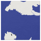 Westies lopen op Blauw Stof (Close Up)