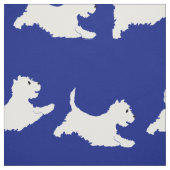 Westies lopen op Blauw Stof (Swatch)