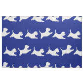 Westies lopen op Blauw Stof (Fat Quarter)