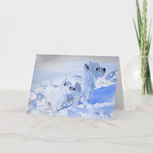 Westies Love the Wintertime Feestdagen Kaart