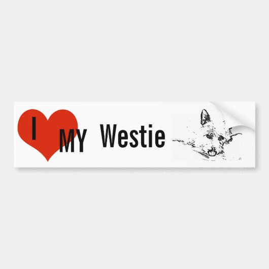 Westies Love, zwart-wittekening Bumpersticker (Voorkant)