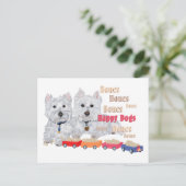Westies met Botentrein Ansichtkaart Briefkaart (Staand voorkant)