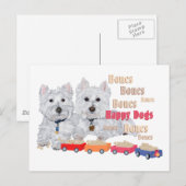 Westies met Botentrein Ansichtkaart Briefkaart (Voorkant / Achterkant)