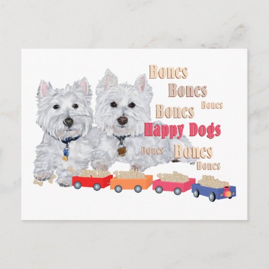 Westies met Botentrein Ansichtkaart Briefkaart (Voorkant)