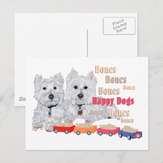 Westies met Briefkaart van de Botsing (Voorkant / Achterkant)