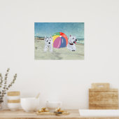 Westies met een strandbalposter poster (Keuken)