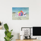 Westies met een strandbalposter poster (Thuiskantoor)