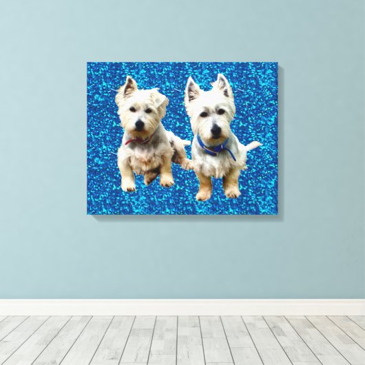 Westies Muur Canvas.. Canvas Afdruk (Insitu (Houten vloer))