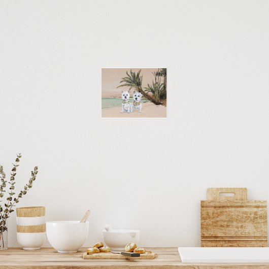 Westies op een Palmy Beach Poster (Keuken)