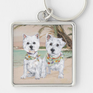 Westies op een Palmy Beach Sleutelhanger