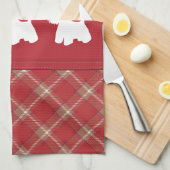 Westies op tartan achtergrond theedoek (Quarter Fold)