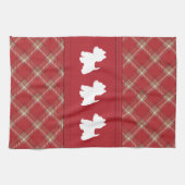 Westies op tartan achtergrond theedoek (Horizontaal)
