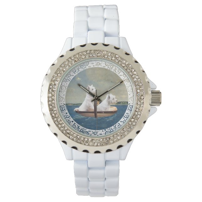 Westies op zee horloge (Voorkant)