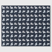 Westies op zwart gestapeld cadeaupapier (Vlak)