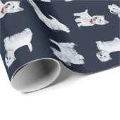 Westies op zwart gestapeld cadeaupapier (Rol Hoek)