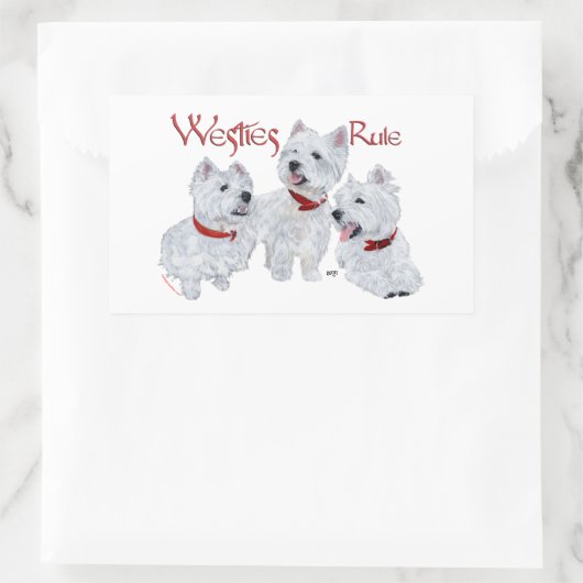 Westies-regel! Rechthoekige Sticker (Tas)