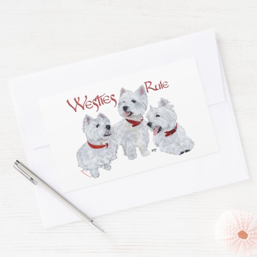 Westies-regel! Rechthoekige Sticker (Envelop)