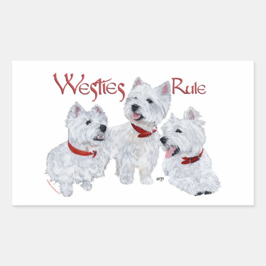 Westies regeren! rechthoekige sticker (Voorkant)