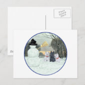 Westies & Scottie met Sneeuwman Briefkaart (Voorkant / Achterkant)
