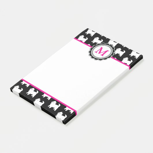 Westies West Highland Terrier Pattern Monogrammed Post-it® Notes (Schuin)