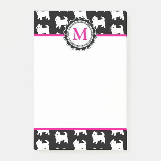 Westies West Highland Terrier Pattern Monogrammed Post-it® Notes (Voorkant)