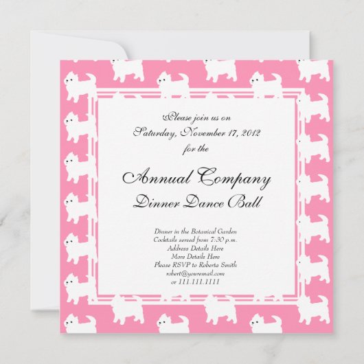 Westies West Highland Terrier Pattern roze Kaart (Achterkant)