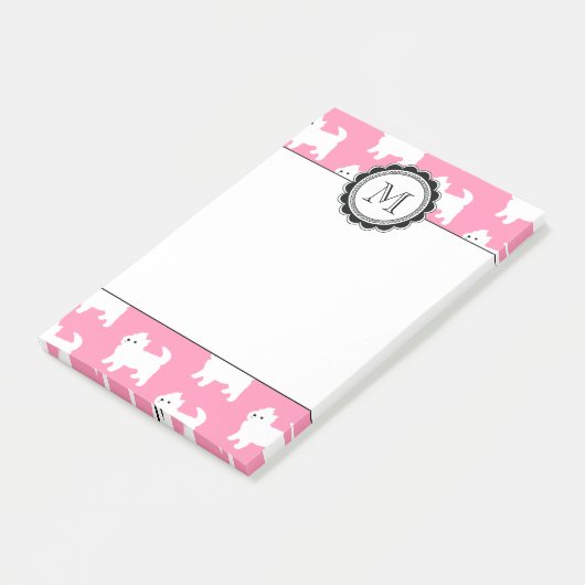 Westies West Highland Terrier Pattern roze Post-it® Notes (Schuin)