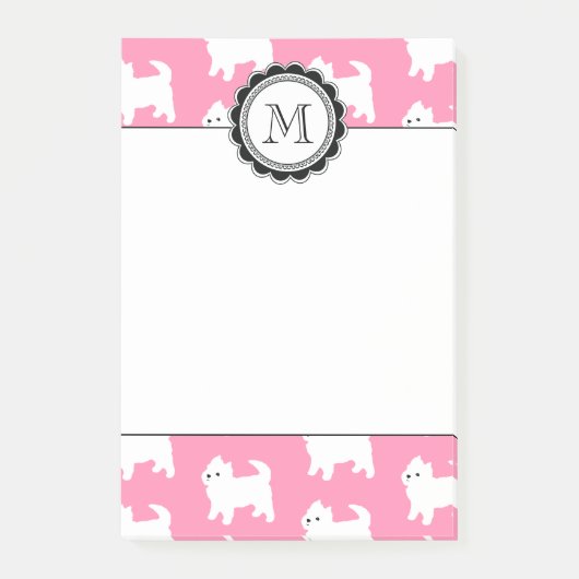 Westies West Highland Terrier Pattern roze Post-it® Notes (Voorkant)