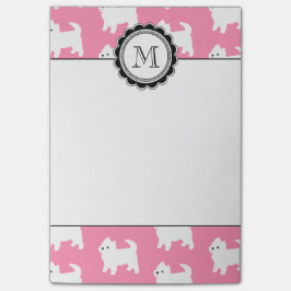 Westies West Highland Terrier Pattern roze Post-it® Notes