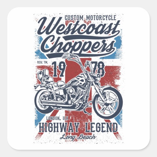 Westkust Choppers Vierkante Sticker (Voorkant)
