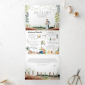 Westkust Forest Beach | Illustratief huwelijk Drieluik Uitnodiging (Binnen)