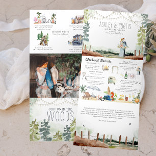 Westkust Forest Beach   Illustratief huwelijk Drieluik Uitnodiging