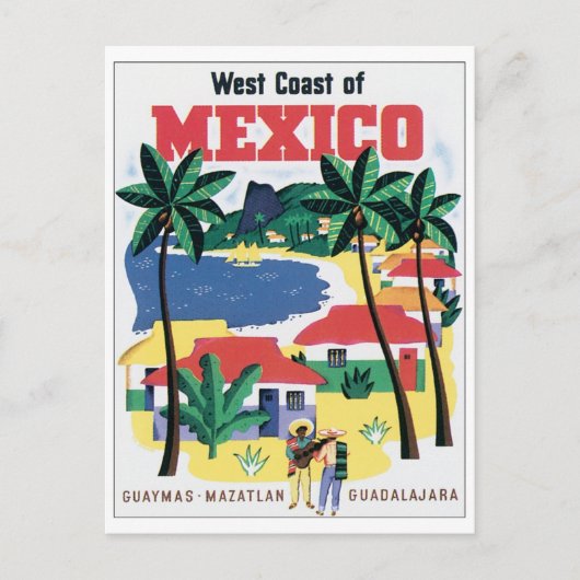 westkust van Mexico Guaymas, Mazatlan, Guadalajar Briefkaart (Voorkant)