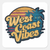 Westkust vibes vierkante sticker (Voorkant)