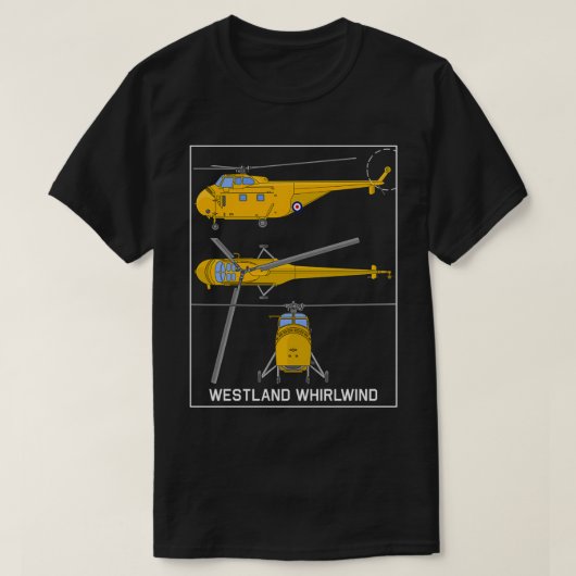 Westland Whirlwind British Yellow Helikopter Diagr T-shirt (Design voorkant)