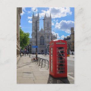 Westminster Abbey en Red Phone London Briefkaart V