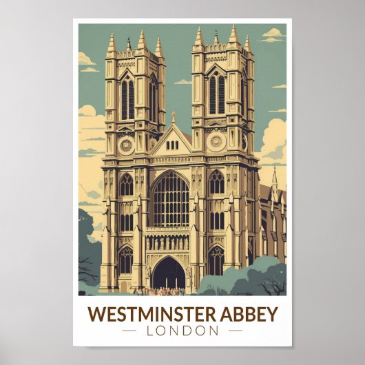Westminster Abbey England Travel Art Vintage Poster (Voorkant)