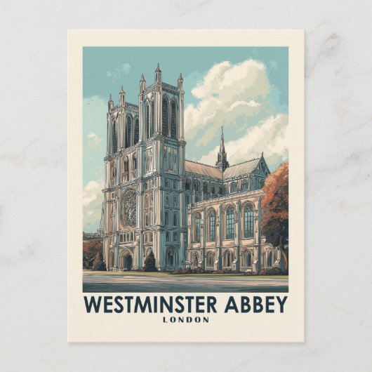 Westminster Abbey Londen Vintage Travel Briefkaart (Voorkant)