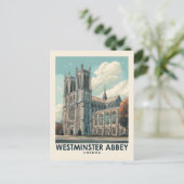 Westminster Abbey Londen Vintage Travel Briefkaart (Staand voorkant)