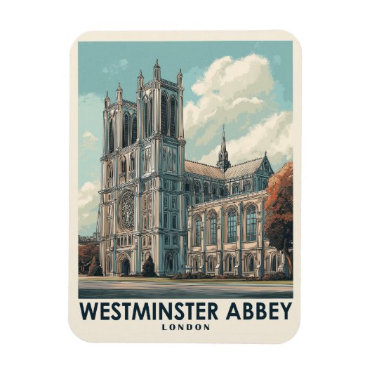 Westminster Abbey Londen Vintage Travel Magneet (Verticaal)