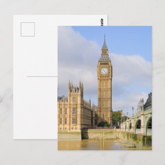 Westminster Bridge en Big Ben, Briefkaart in Londe (Voorkant / Achterkant)