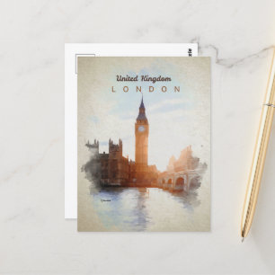 Westminster Bridge in waterverf briefkaart