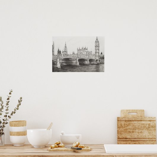 Westminster Bridge London UK 30/10/2006 Poster (Keuken)