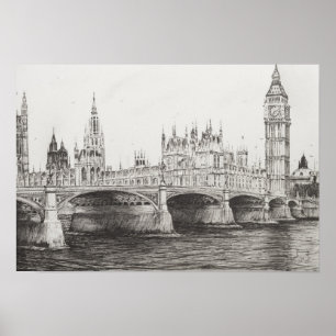 Westminster Bridge London UK 30/10/2006 Poster